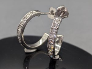 Custom 14K Gold Half-Hoop Huggie Earrings / 0.25Ct - 0.5Ct Natural Diamonds