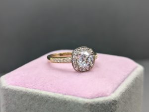 Custom 1.25Ct - 6.5mm Diamonds - 14K Dual Tone Gold Halo Engagement Ring