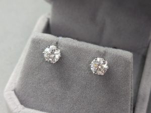 1.5 CTW Lab Grown Diamond Stud Earrings - 6 Prong 14K White Gold