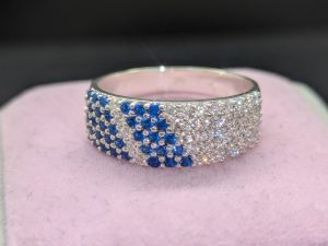 Custom 14K Gold 5-Lane Pave Set Band - 1.14Ct Choice Natural & Lab-Grown Stones
