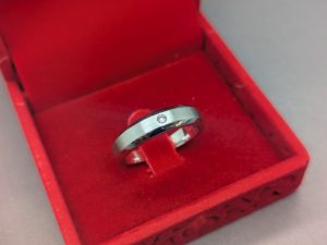 14K White Gold Polished & Satin Wedding Band - Flush 2.2mm Lab-Created Diamond