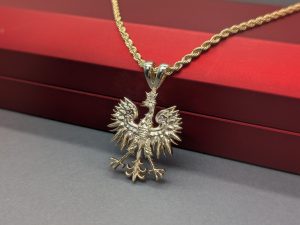 14K Customizable Solid Gold Polish Eagle Pendant - Polski Orzeł Wisiorek