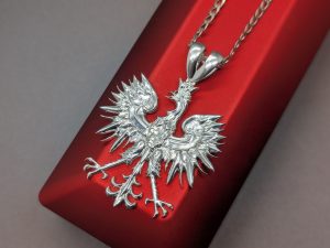 14K Solid Gold Large Polish Eagle Pendant - Polski Orzeł Wisiorek
