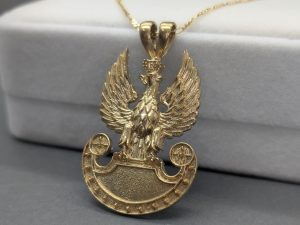 14K Gold Polish Military Eagle Pendant - Polski Orzeł Wojskowy Wisiorek